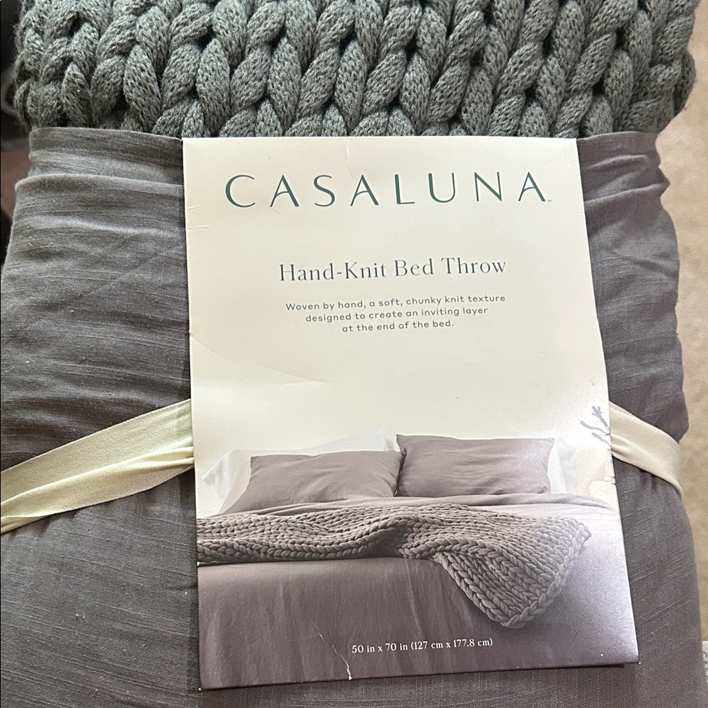 Casaluna 50” x 70” Gray Oversized Hand-Knit Throw